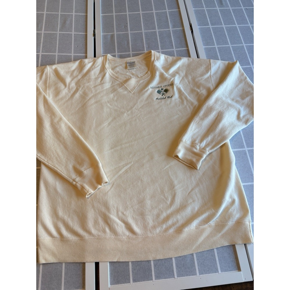 Embroidered Cream Pickleball Refined‎ Studio Crewneck Lightweight sweatshirt XL